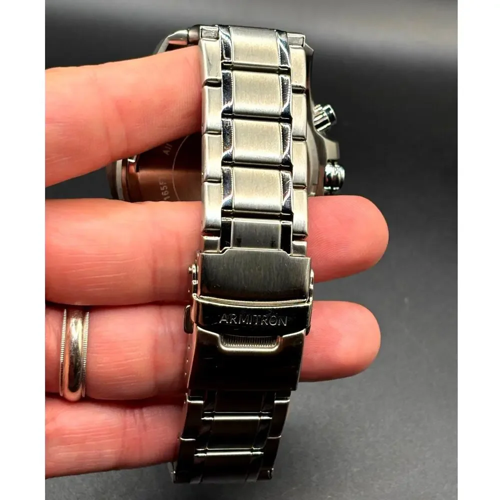 Armitron 20/5168SV Multifunction Black Dial Stainless Steel Men's 51mm Watch